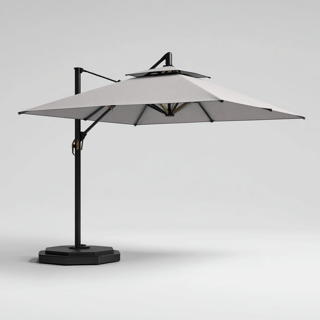 Parasol de jardin-aluminium-polyester-340x340x268 cm-gris-noir-style moderne-Airyara