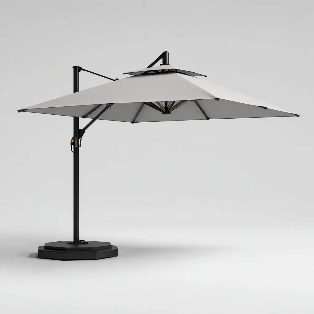 Parasol de jardin-aluminium-polyester-340x340x268 cm-gris-noir-style moderne-Airyara