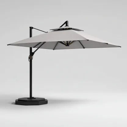 Parasol de jardin-aluminium-polyester-340x340x268 cm-gris-noir-style moderne-Airyara