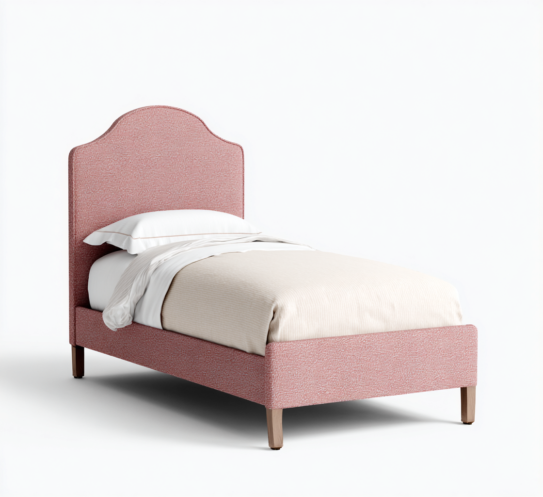 Lit simple-Tissu-204x101x115 cm-Rose-Design moderne-Airyara