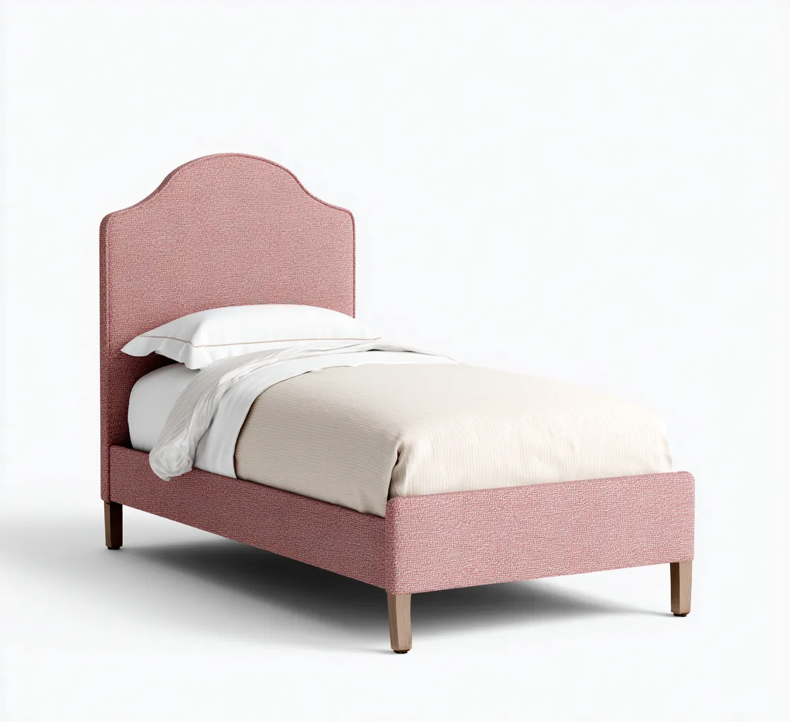 Lit simple-Tissu-204x101x115 cm-Rose-Design moderne-Airyara