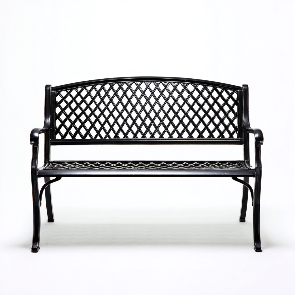Banc de jardin-métal-126x61x90 cm-noir-classique-Airyara