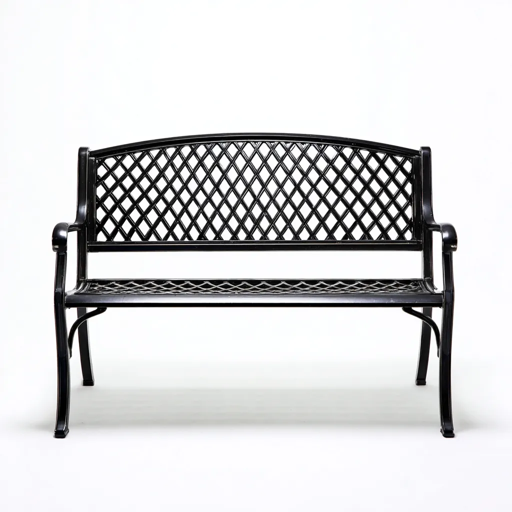Banc de jardin-métal-126x61x90 cm-noir-classique-Airyara