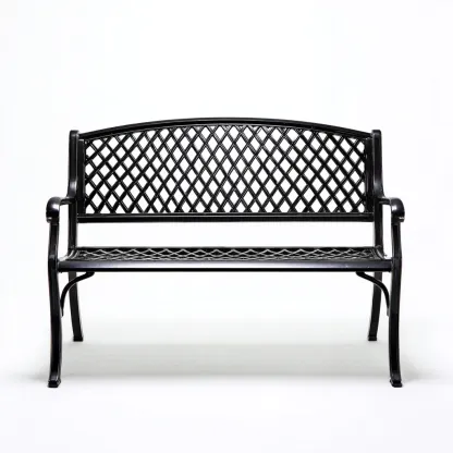 Banc de jardin-métal-126x61x90 cm-noir-classique-Airyara