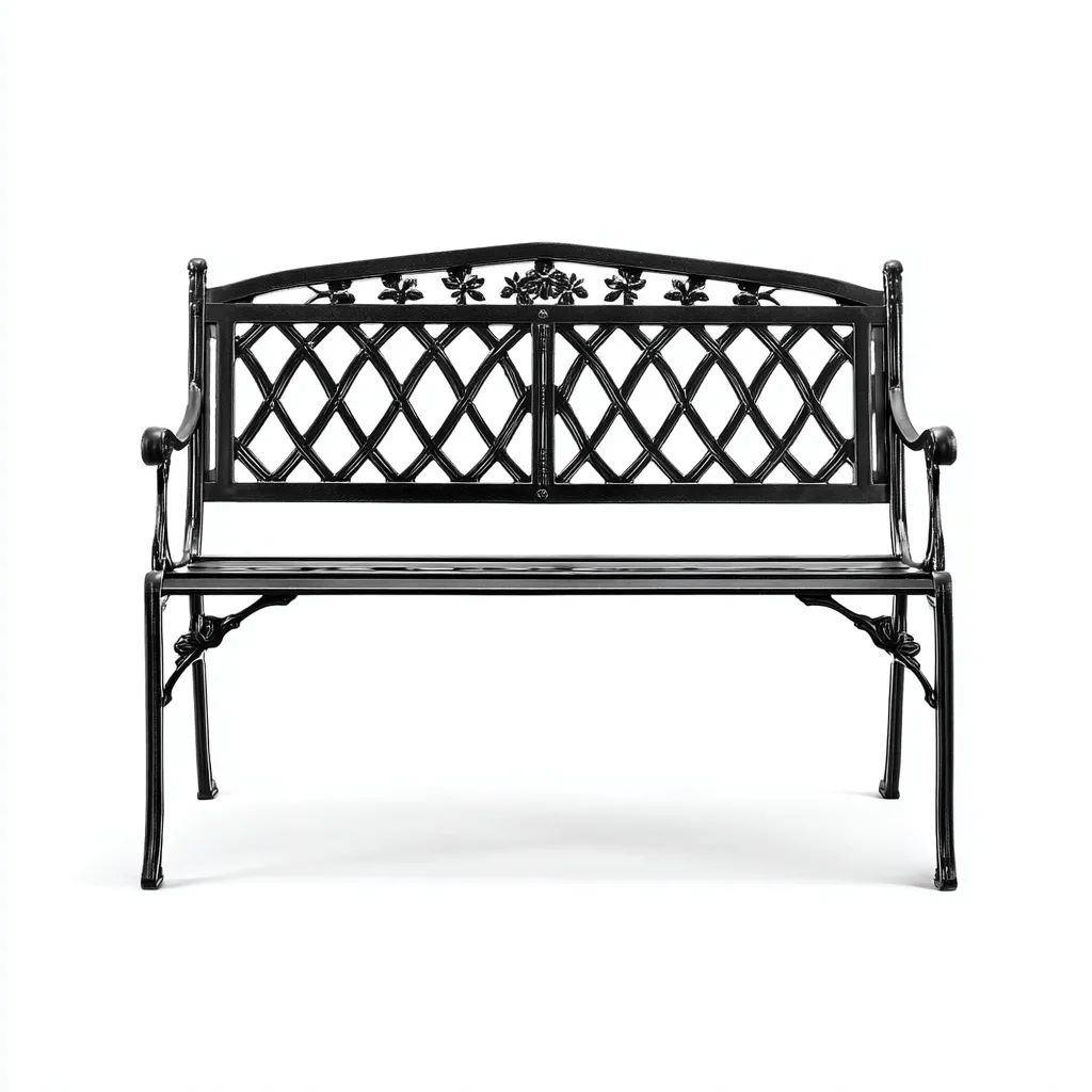 Banc de jardin-métal-115x60x82 cm-noir-style classique-Airyara