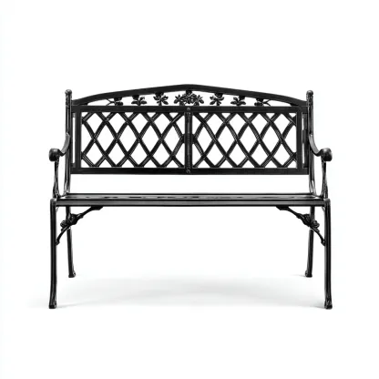 Banc de jardin-métal-115x60x82 cm-noir-style classique-Airyara