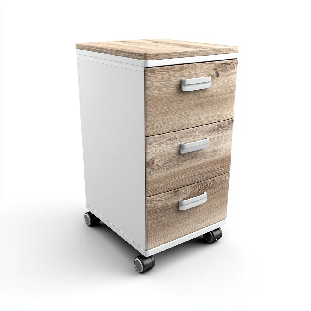 Armoire de bureau-bois-métal-42x40x66 cm-chêne clair-blanc-style moderne-Airyara