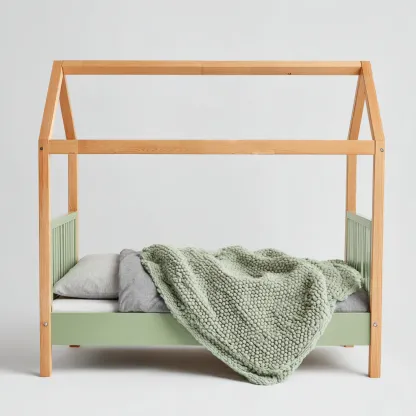 Lit enfant-bois-bois peint-160x80x150 cm-bois naturel-vert-style moderne-Airyara