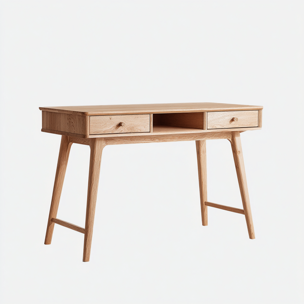 Bureau - bois massif - 120x58x78 cm - bois clair - style scandinave-Airyara