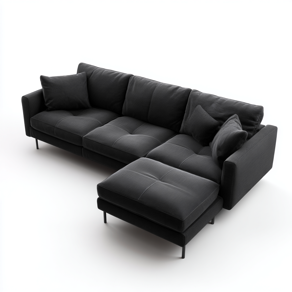 Canapé d'angle-tissu-310x170x84 cm-Noir-Style contemporain-Airyara