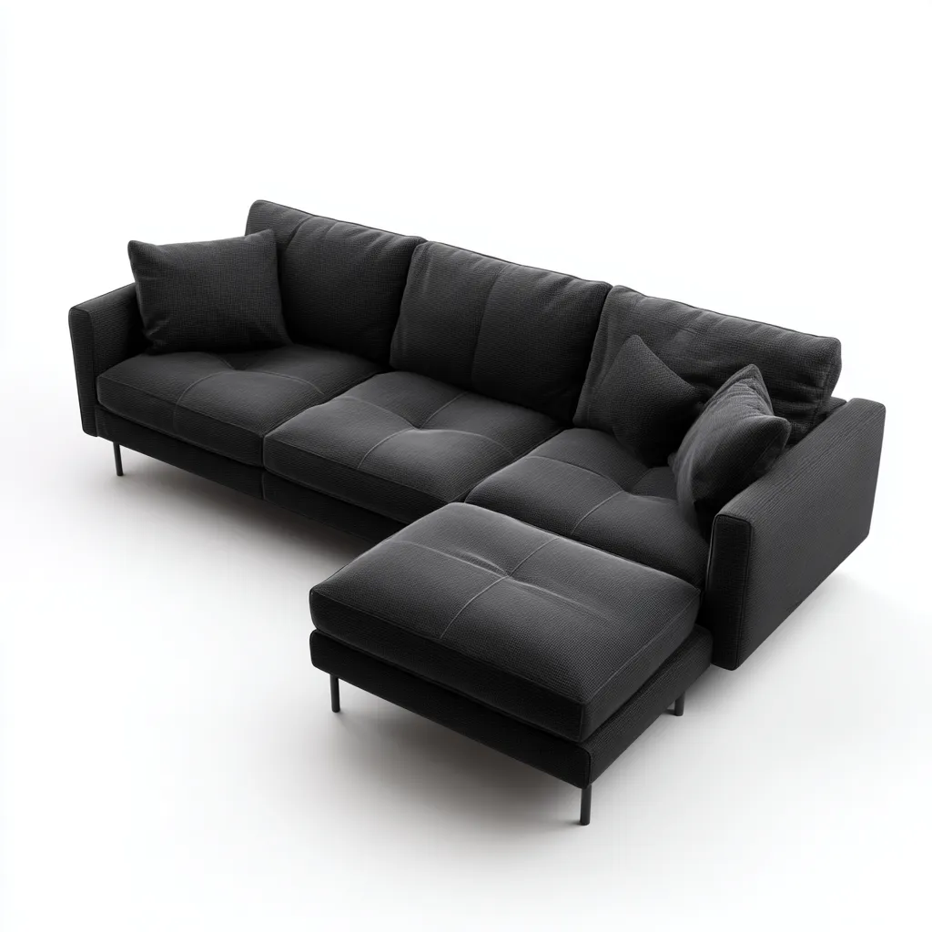 Canapé d'angle-tissu-310x170x84 cm-Noir-Style contemporain-Airyara