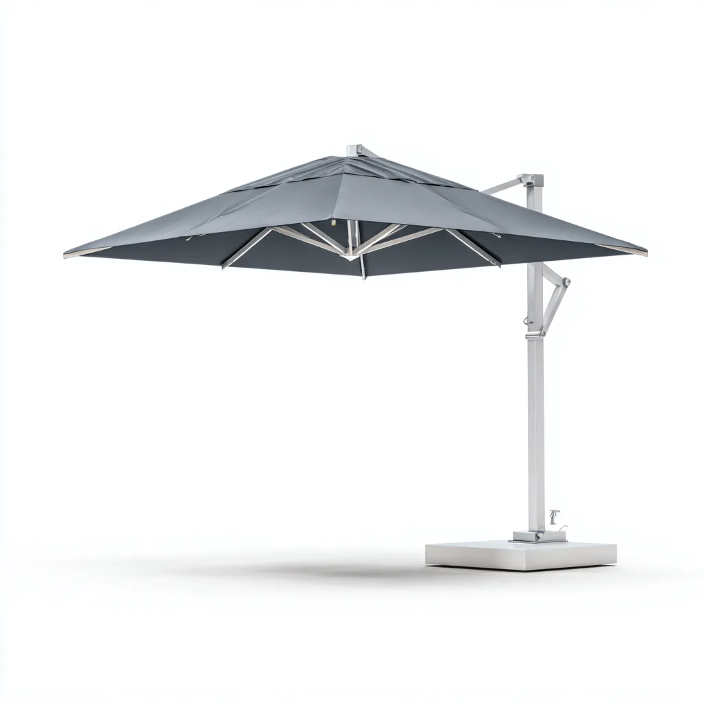 Parasol de jardin-polyester-métal-300x300x270 cm-gris-blanc-style moderne-Airyara