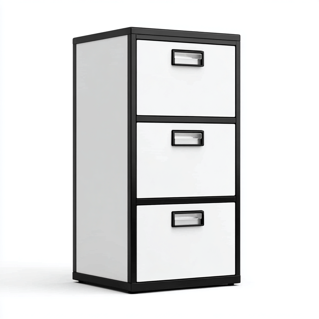 Armoire de bureau-métal-43x46x88 cm-blanc-noir-moderne-Airyara