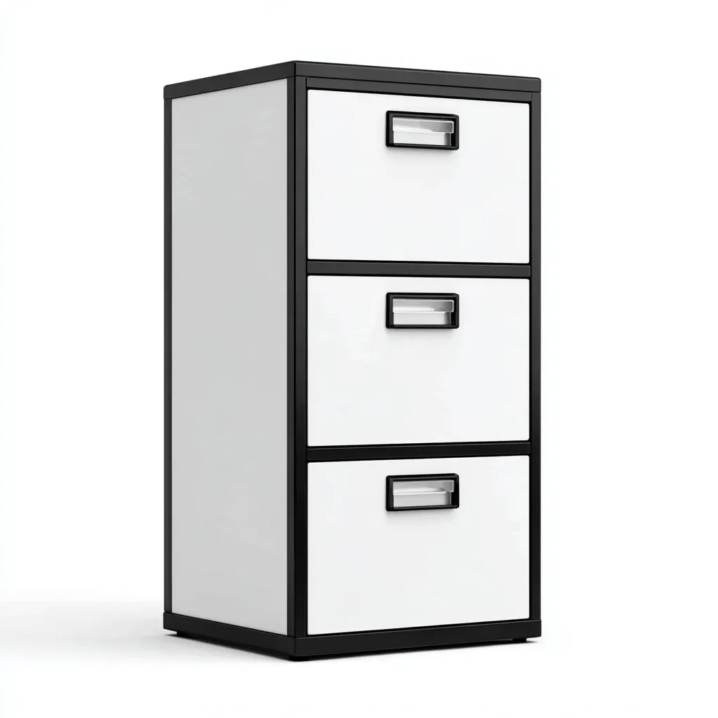 Armoire de bureau-métal-43x46x88 cm-blanc-noir-moderne-Airyara