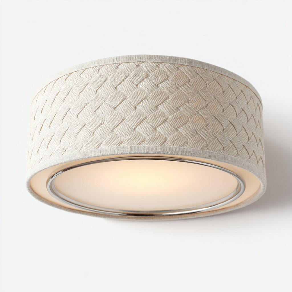 Plafonnier-Métal-Tissu-46x46x20 cm-Beige-Style moderne-Airyara