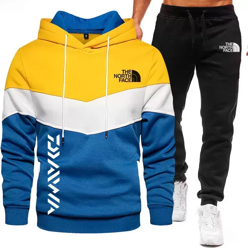 Men hoodie hoodie three color stitching two sets