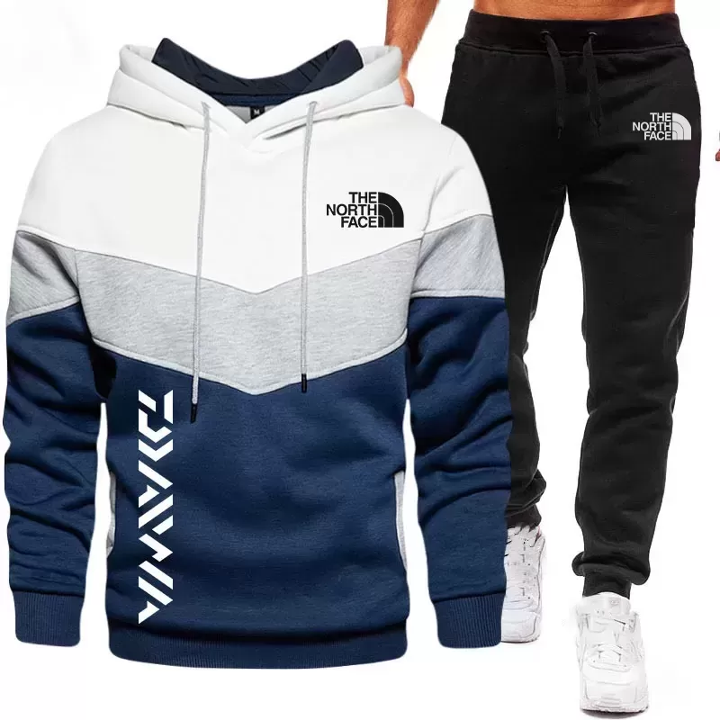 Men hoodie hoodie three color stitching two sets