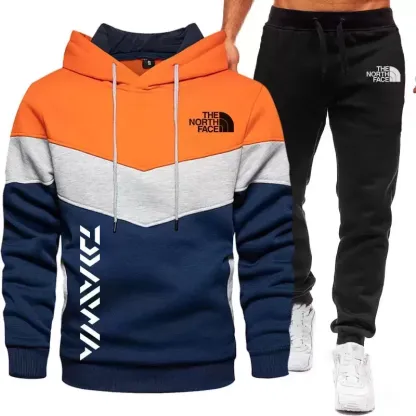 Men hoodie hoodie three color stitching two sets