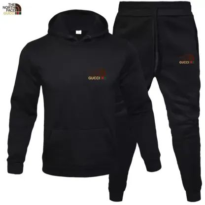 TNF® Men's hoodie sweater + trousers two sets of winter plus fleece warm coat casual suit