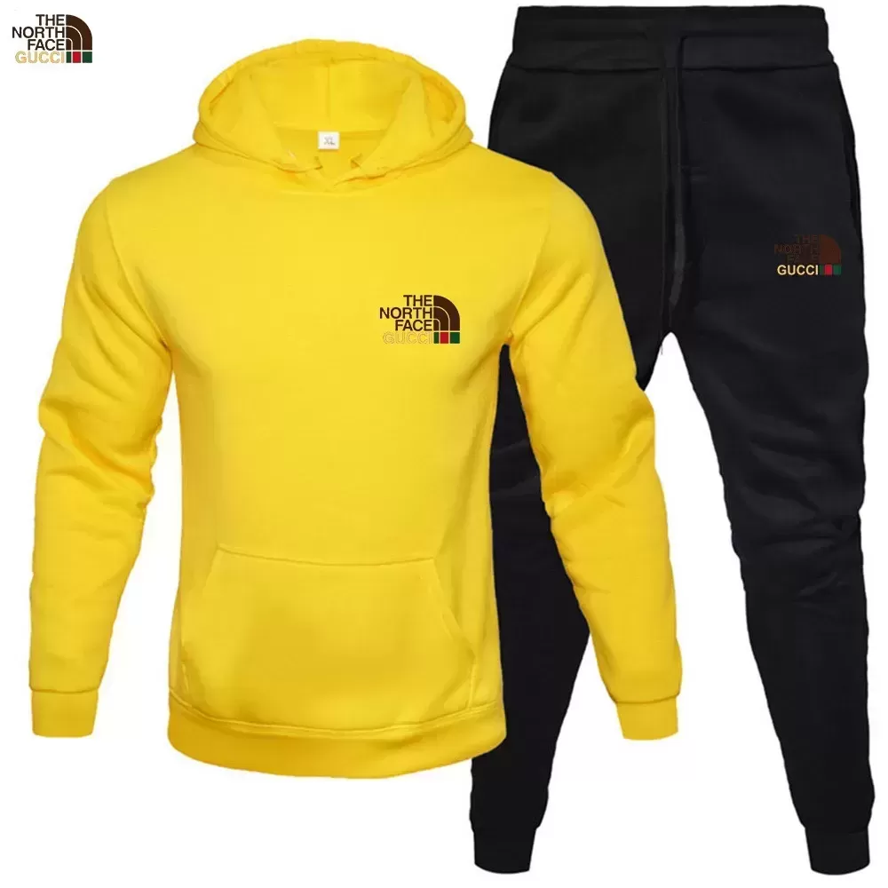 TNF® Men's hoodie sweater + trousers two sets of winter plus fleece warm coat casual suit
