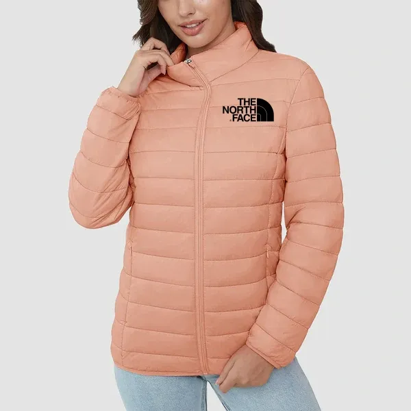 TNF®-Women's Lightweight Puffer Jacket Stand Collar Full Zip Quilted Lined Winter Coat
