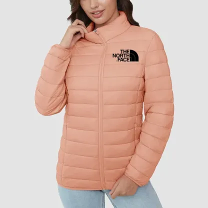 TNF®-Women's Lightweight Puffer Jacket Stand Collar Full Zip Quilted Lined Winter Coat