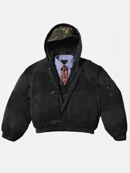 15OZ CANVAS CLASP BOMBER JACKET | WASHED BLACK