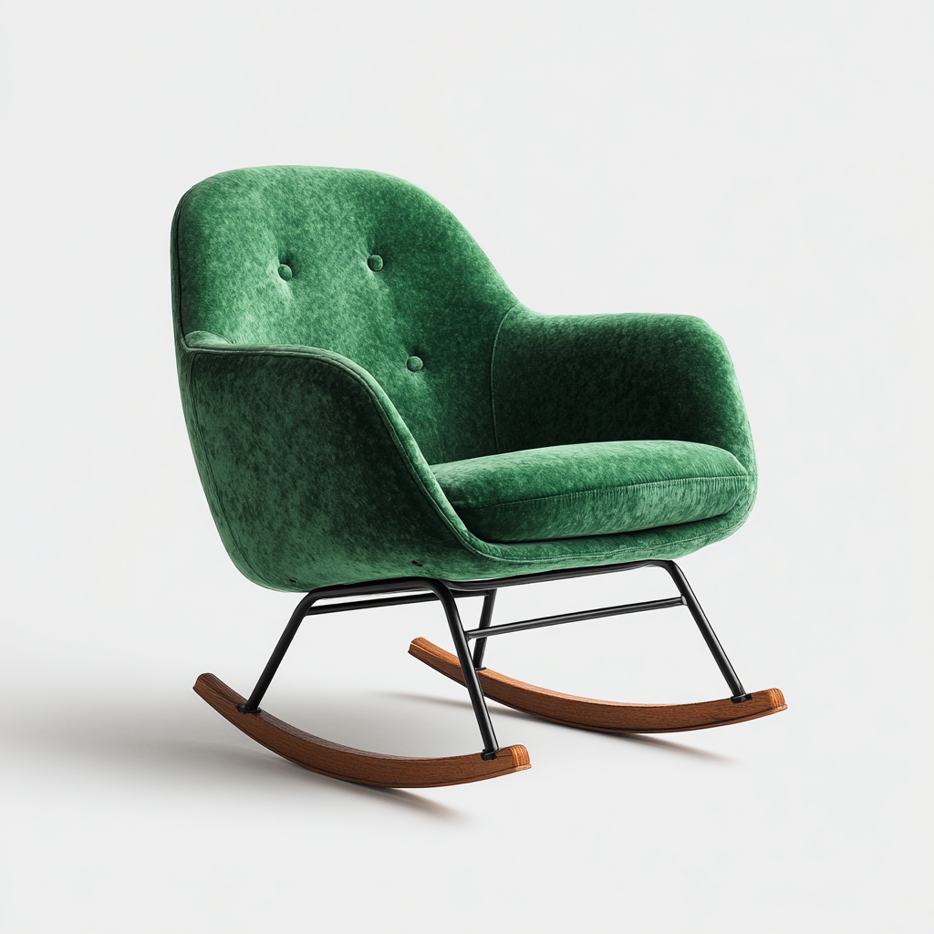 Fauteuil à bascule tissu 75x78x90 cm - vert - pour salon - design moderne-Placidovae