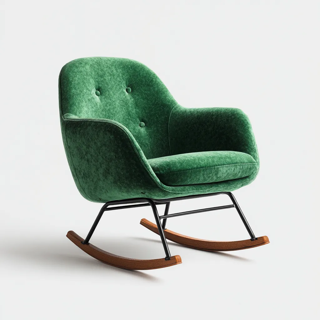 Fauteuil à bascule tissu 75x78x90 cm - vert - pour salon - design moderne-Placidovae