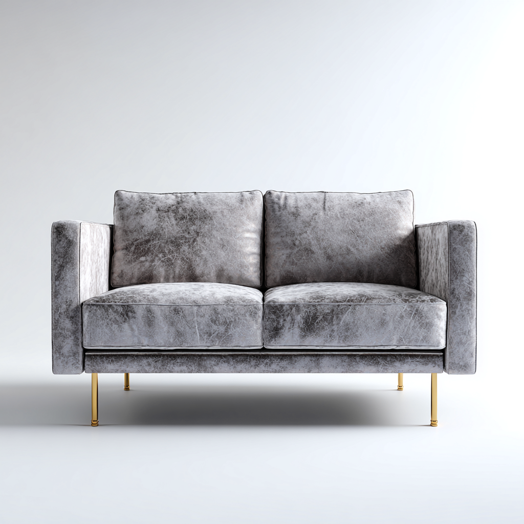 Canapé 2 places en velours 175x88x84 cm - gris clair - adapté au salon - style moderne-Placidovae