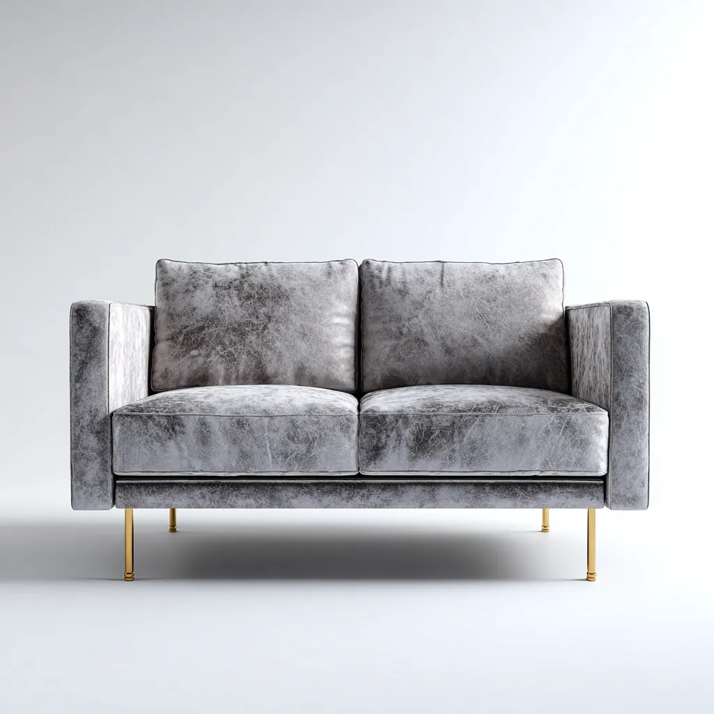 Canapé 2 places en velours 175x88x84 cm - gris clair - adapté au salon - style moderne-Placidovae