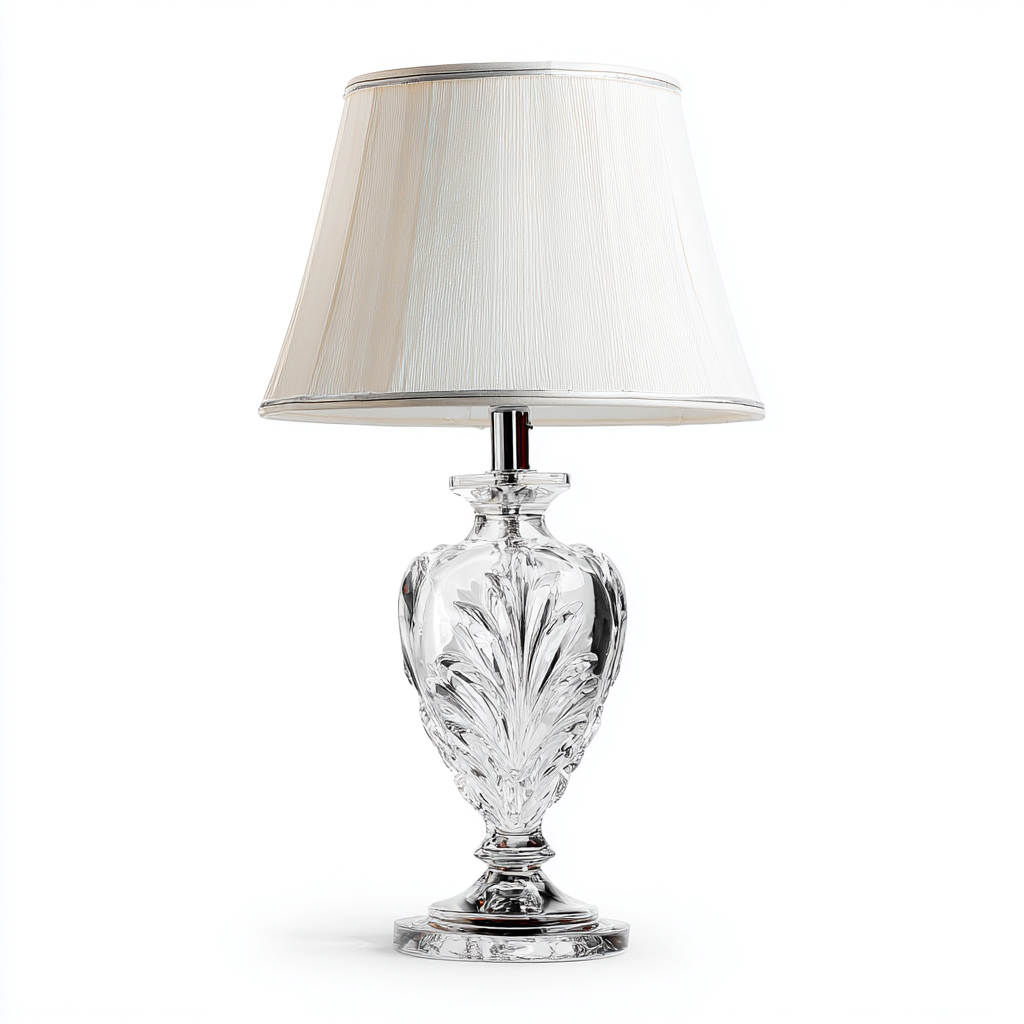 Lampe de table verre 30x65 cm - transparent - beige - pour salon - style décoratif classique-Placidovae