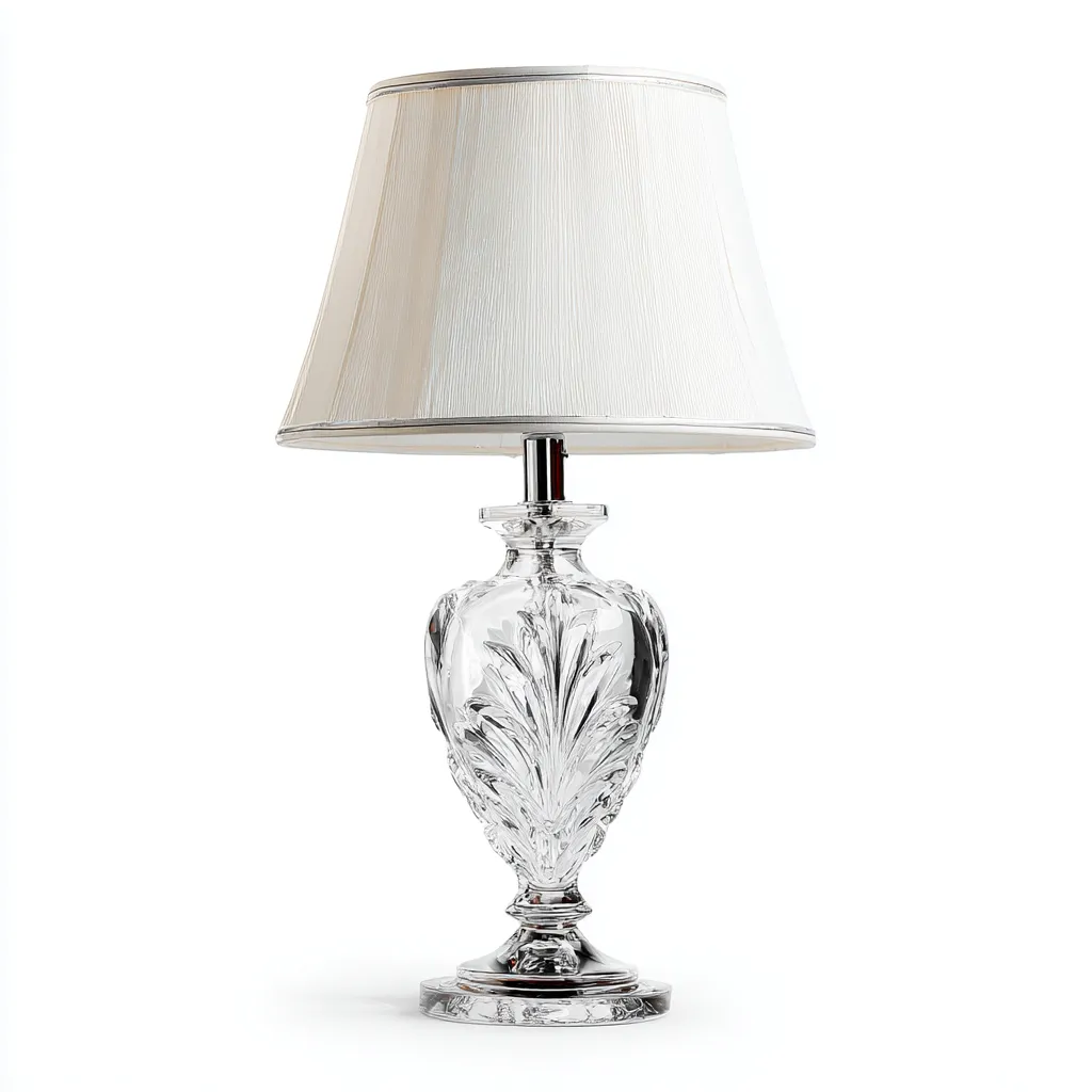 Lampe de table verre 30x65 cm - transparent - beige - pour salon - style décoratif classique-Placidovae