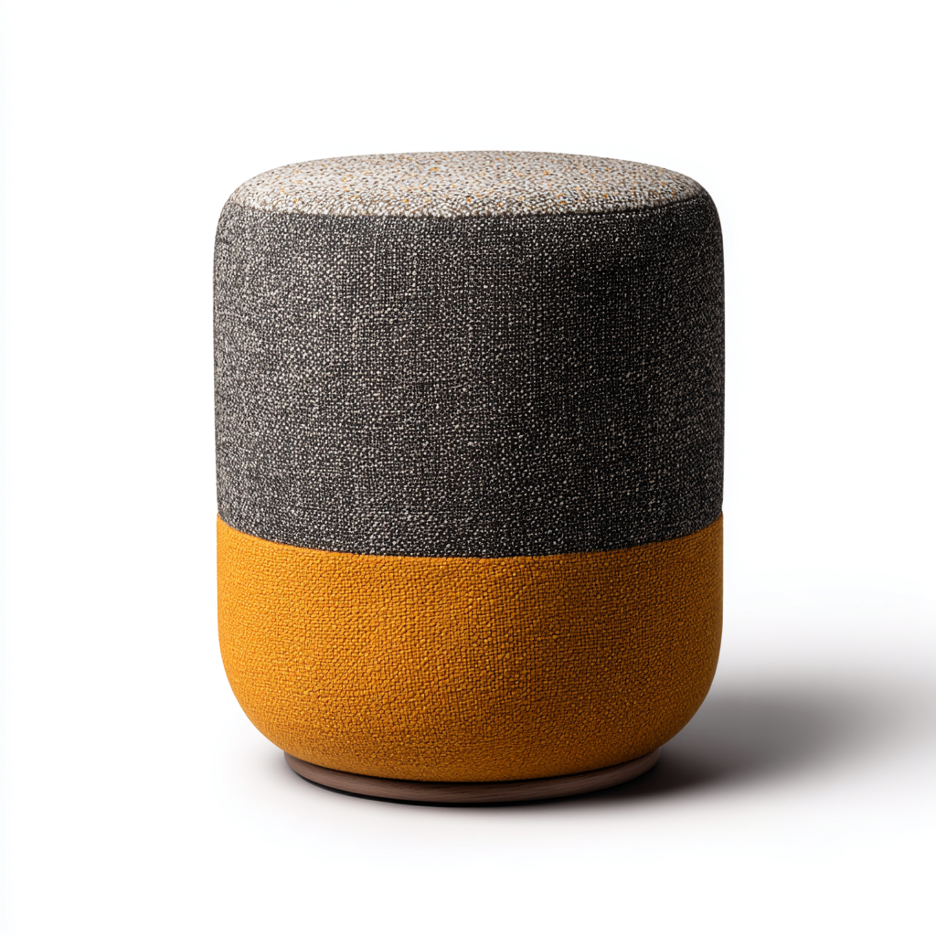 Pouf tissu 35x35x48 cm gris - moutarde - style moderne creatif - adapte au salon-Placidovae