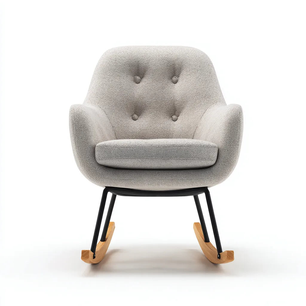 Fauteuil à bascule tissu - métal 74x79x90 cm - gris clair - pour salon - design moderne-Placidovae