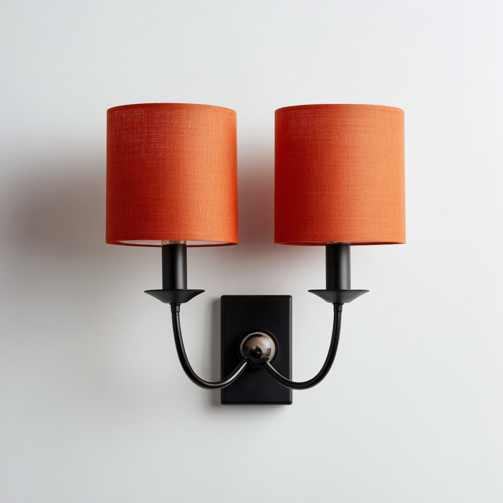 Applique murale métal - tissu 28x32 cm - noir - orange - pour intérieur - style moderne-Placidovae