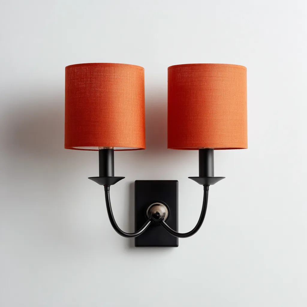 Applique murale métal - tissu 28x32 cm - noir - orange - pour intérieur - style moderne-Placidovae