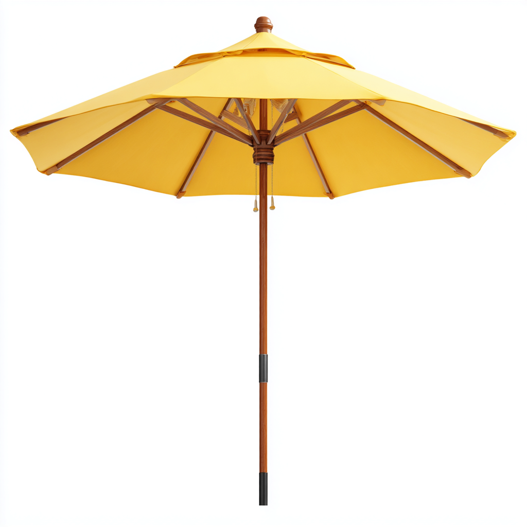 Parasol de jardin - bois et polyester 240x240x230 cm - jaune - pour terrasse et jardin - style classique-Placidovae