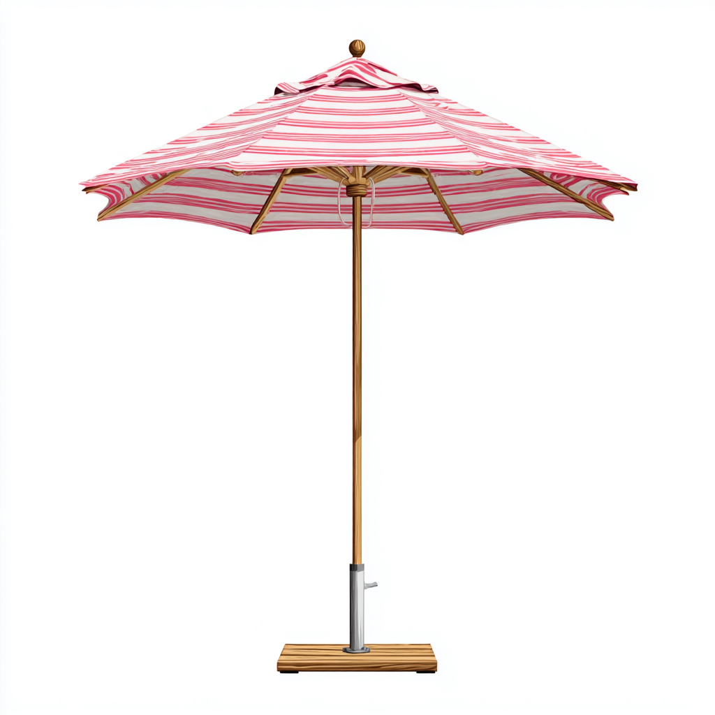 Parasol de jardin - bois et polyester 240x240x230 cm - rayé rose et blanc - pour terrasse et jardin - style moderne-Placidovae