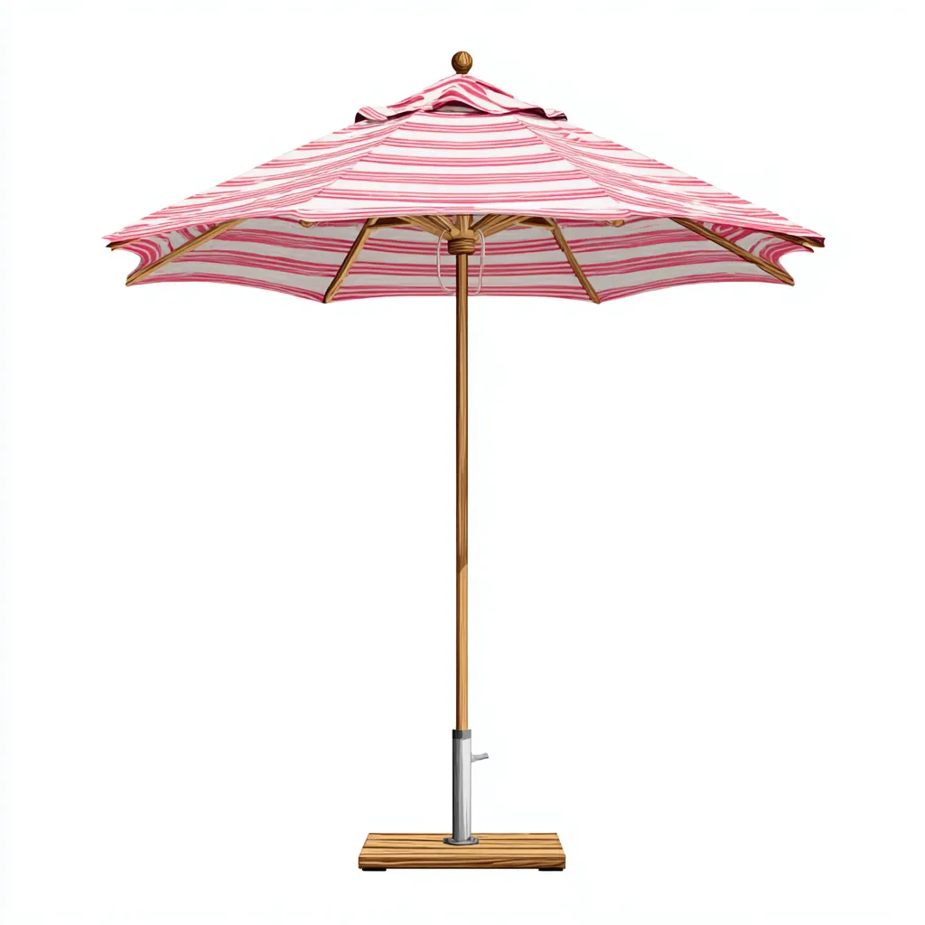 Parasol de jardin - bois et polyester 240x240x230 cm - rayé rose et blanc - pour terrasse et jardin - style moderne-Placidovae
