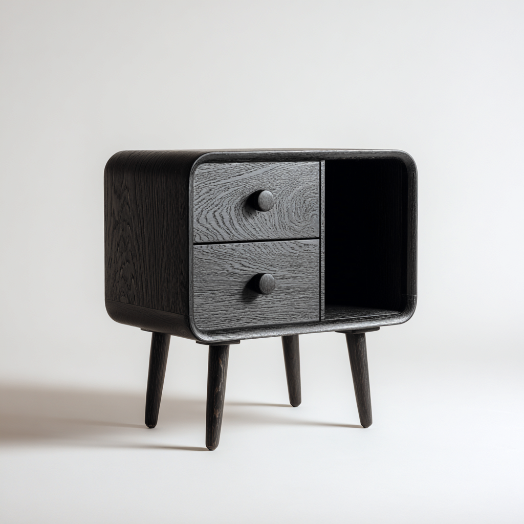 Table de chevet bois MDF 50x35x55 cm - noir - pour chambre - design moderne-Placidovae