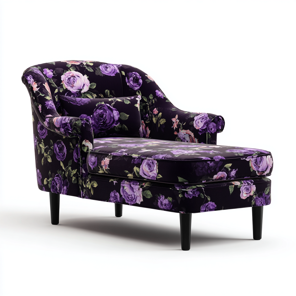 Chaise longue en tissu 165x80x88 cm - violet foncé - style classique pour salon-Placidovae