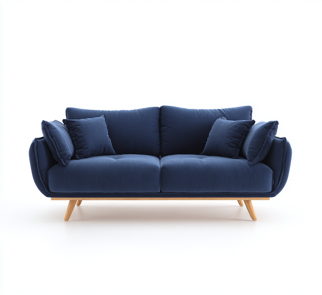 Canapé 2 places tissu bleu foncé 185x92x85 cm - bleu foncé - pour salon - style contemporain-Placidovae