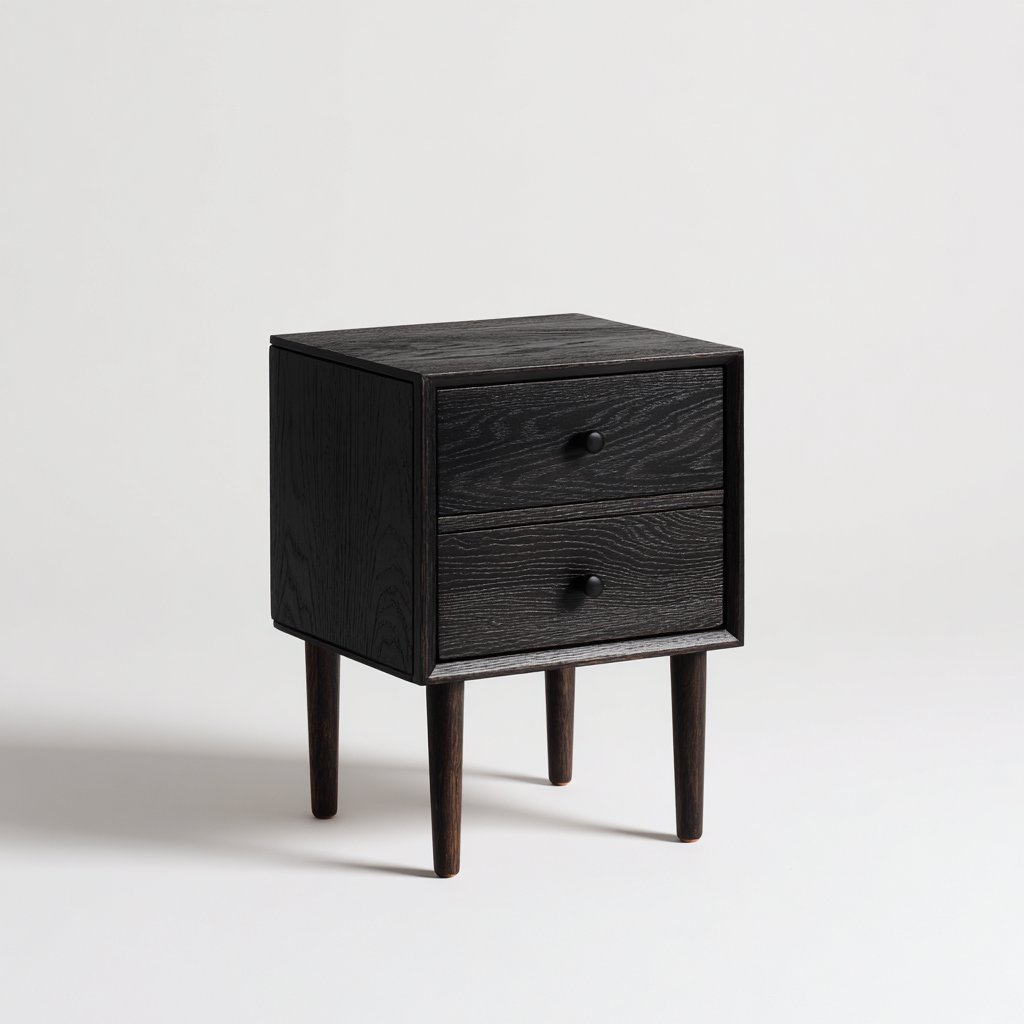 Table de chevet bois MDF 46x38x55 cm - noir - pour chambre - design moderne-Placidovae