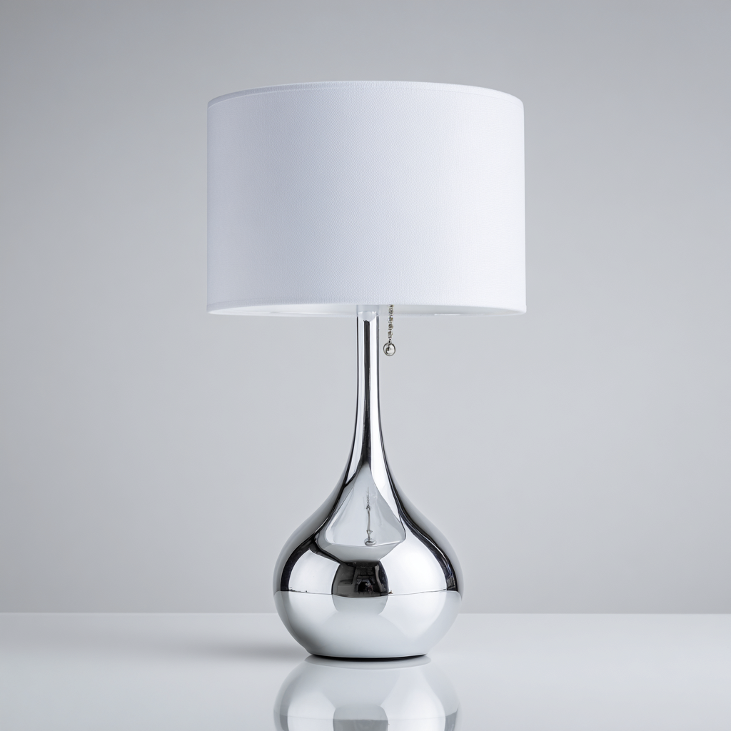 Lampe de table métal 28x60 cm - argent - blanc - pour salon - style décoratif-Placidovae
