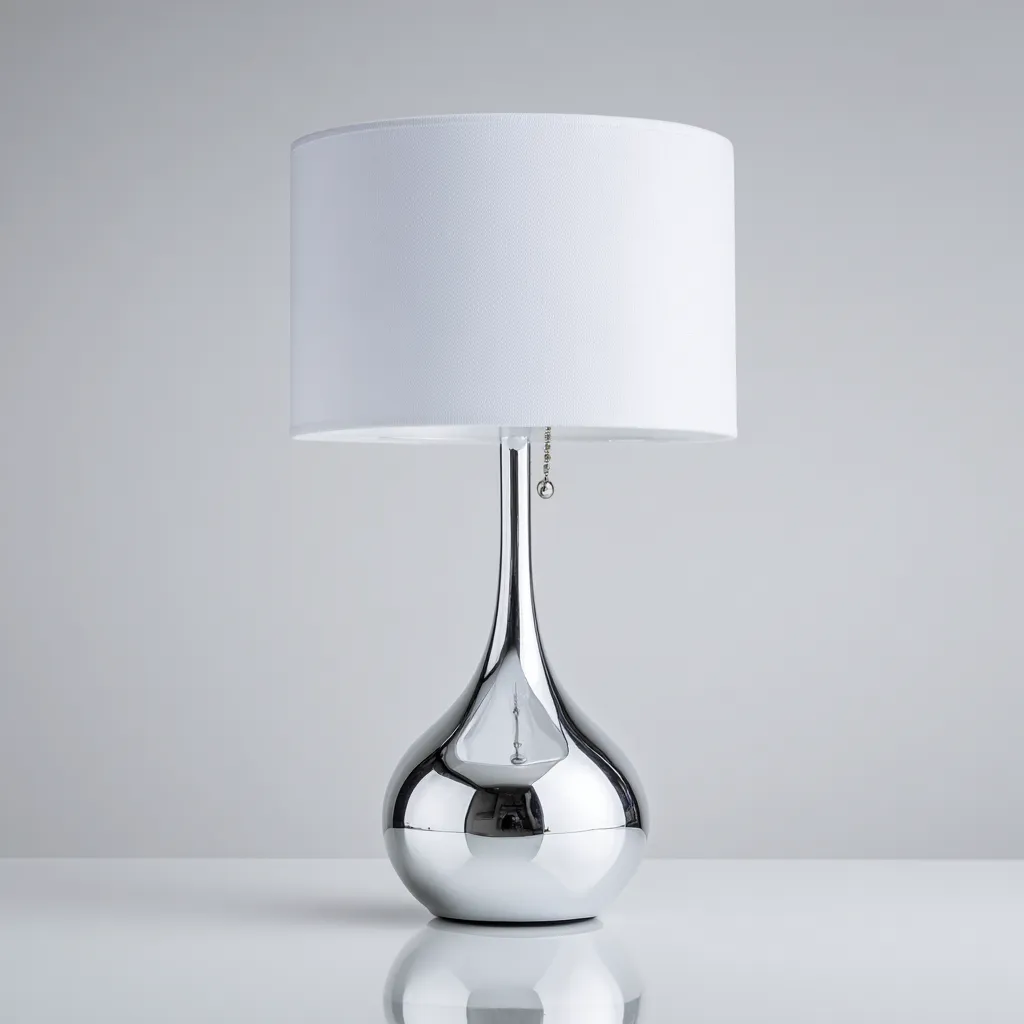 Lampe de table métal 28x60 cm - argent - blanc - pour salon - style décoratif-Placidovae