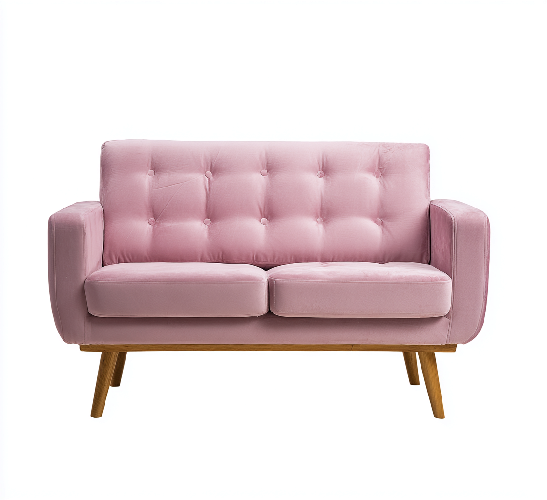 Canapé 2 places velours rose 155x82x85 cm - rose - pour salon - style contemporain-Placidovae