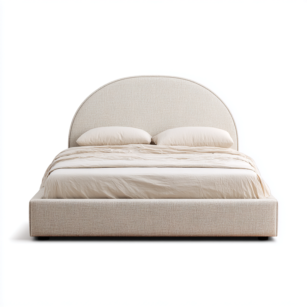 Lit double tissu rembourré 200x180x115 cm - beige - adapté à la chambre - design moderne-Placidovae