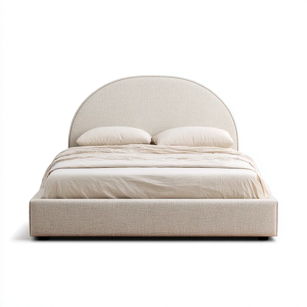 Lit double tissu rembourré 200x180x115 cm - beige - adapté à la chambre - design moderne-Placidovae