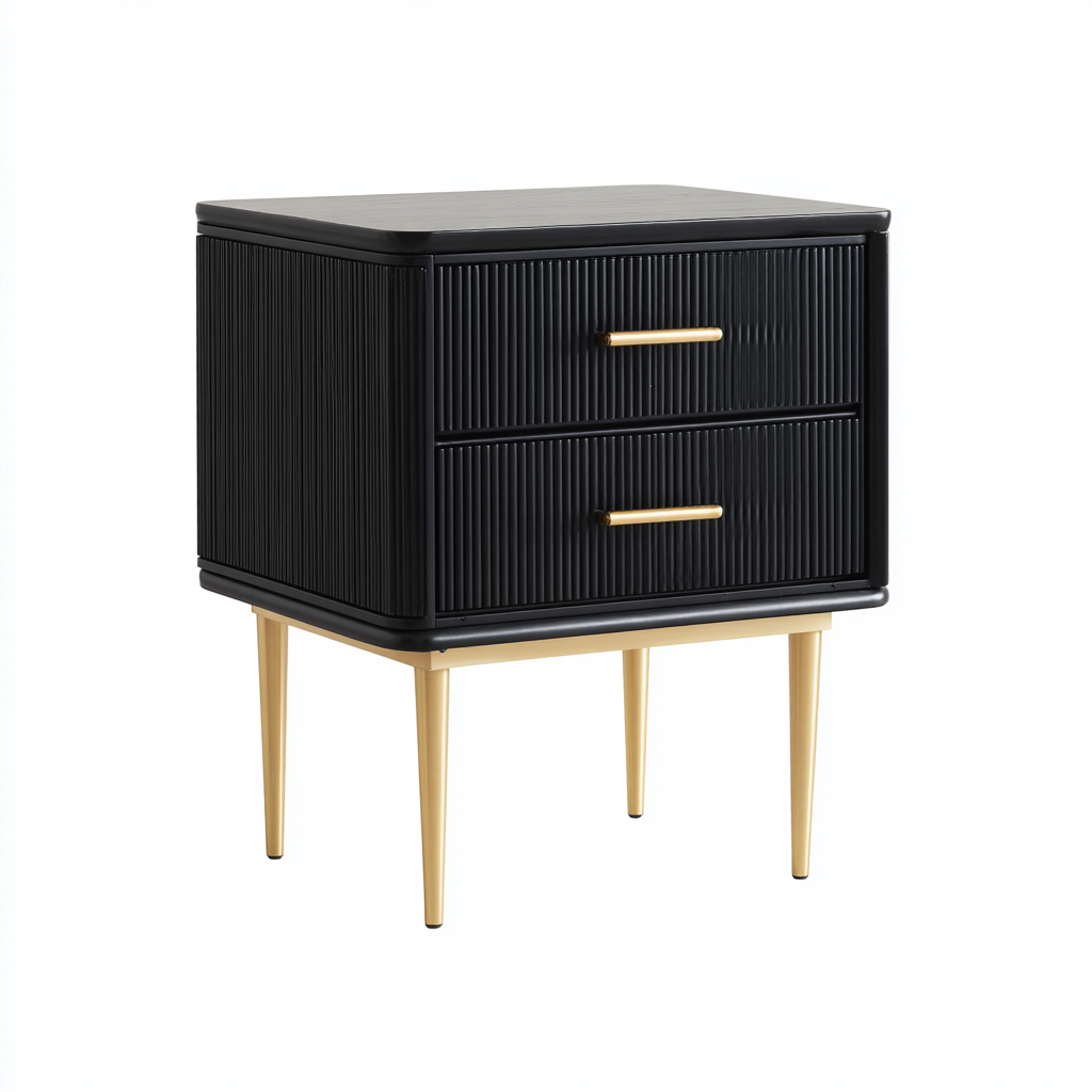 Table de chevet MDF - métal 50x40x55 cm - noir - pour chambre - design moderne-Placidovae